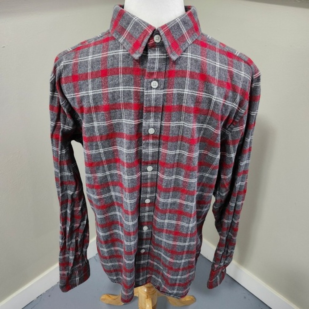 UNTUCKit Jaxon Flannel‎ Button Up Shirt Gray/Red Large Euc